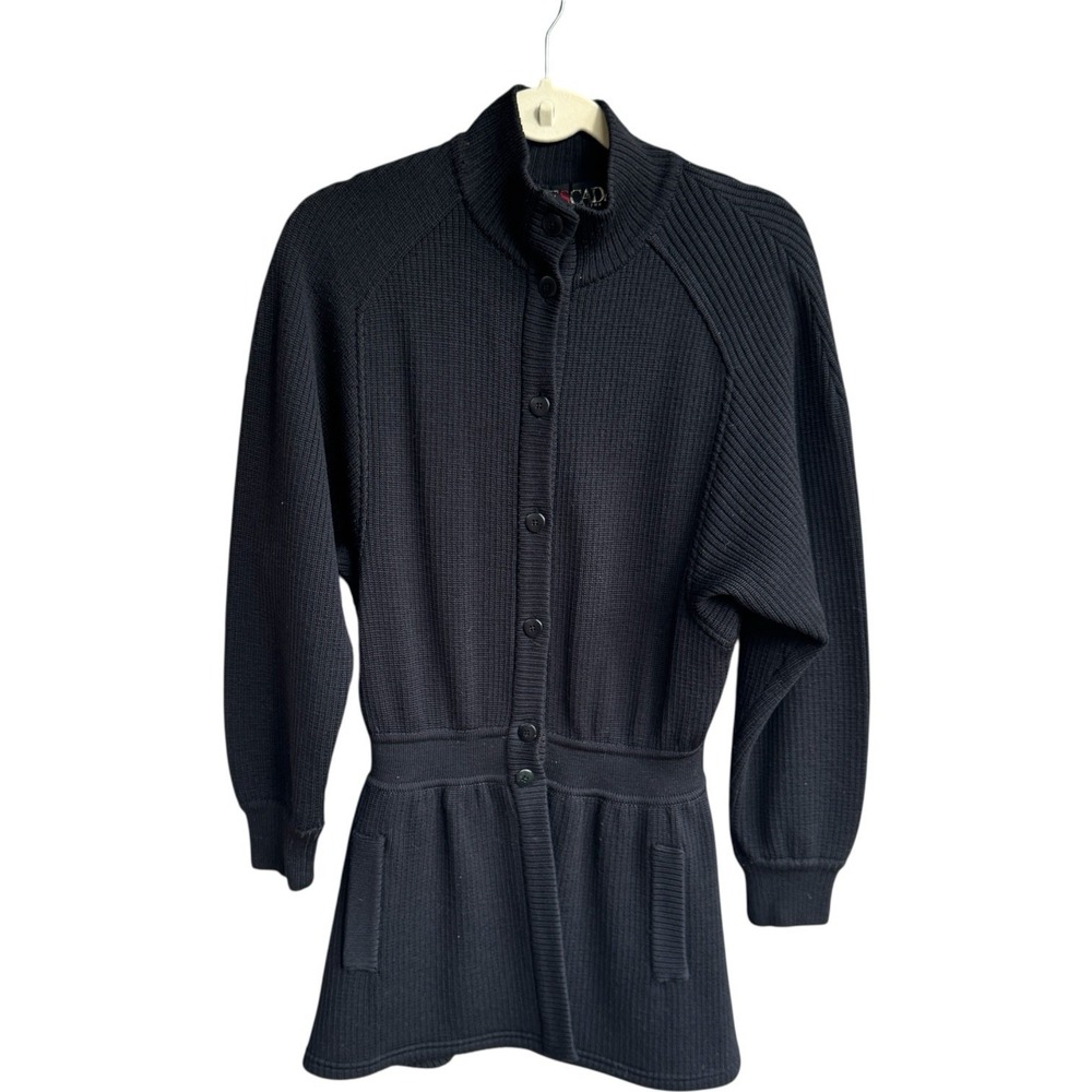 ESCADA Black Pure New Wool Cardigan Sweater Size 34 Cinched Waist  Jacket‎
